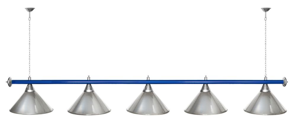 Лампа STARTBILLIARDS 5 пл. (плафоны синие,штанга хром,фурнитура хром)