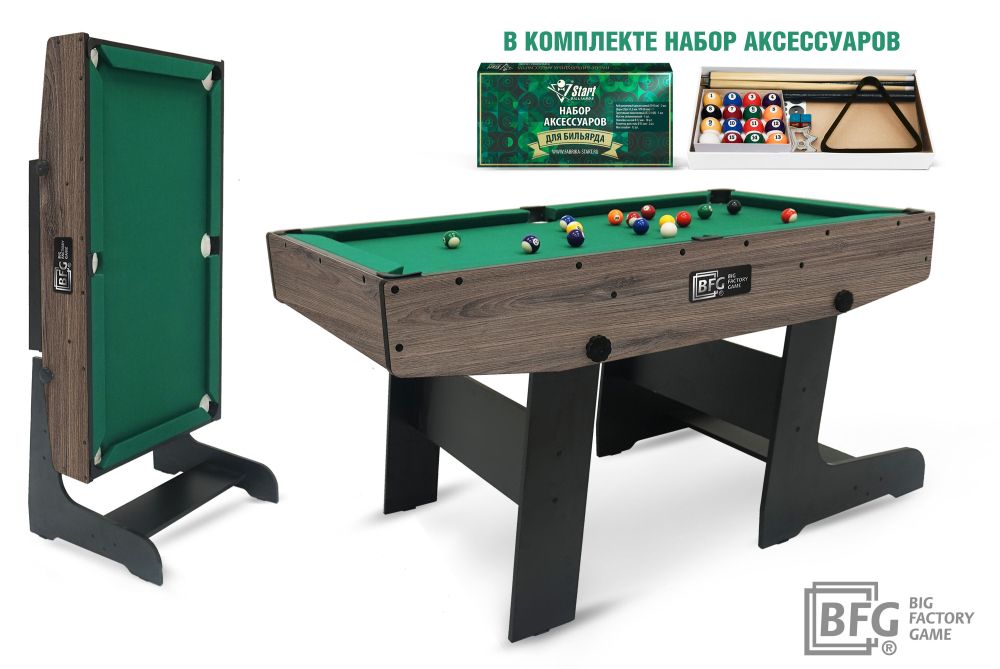 Бильярд BFG Compact Moby 4 (Анкор) (Пул, анкор/черный (ЛДСП), ЛДСП_16, Сукно Euro Pro 30 ш1.98м, Х/б сетка)