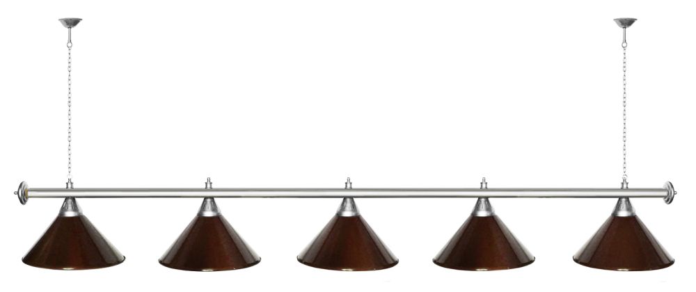 Лампа STARTBILLIARDS 5 пл. (плафоны красные,штанга золотая,фурнитура красная)