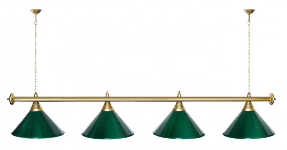 Лампа STARTBILLIARDS 4 пл. (плафоны зеленые матовые,штанга зеленая матовая,фурнитура золото)