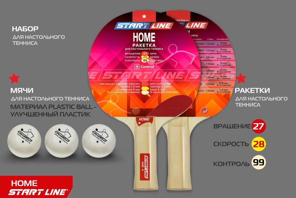 Набор 2 р-ки HOME 1*, 3 мяча Club Select, сетка 12102