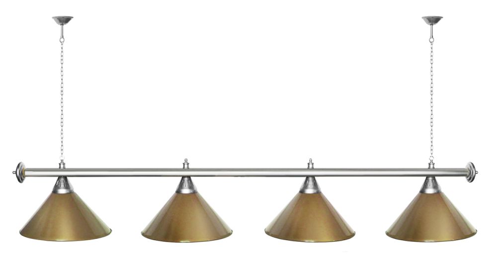 Лампа STARTBILLIARDS 4 пл. (плафоны зеленые,штанга медь,фурнитура медь)