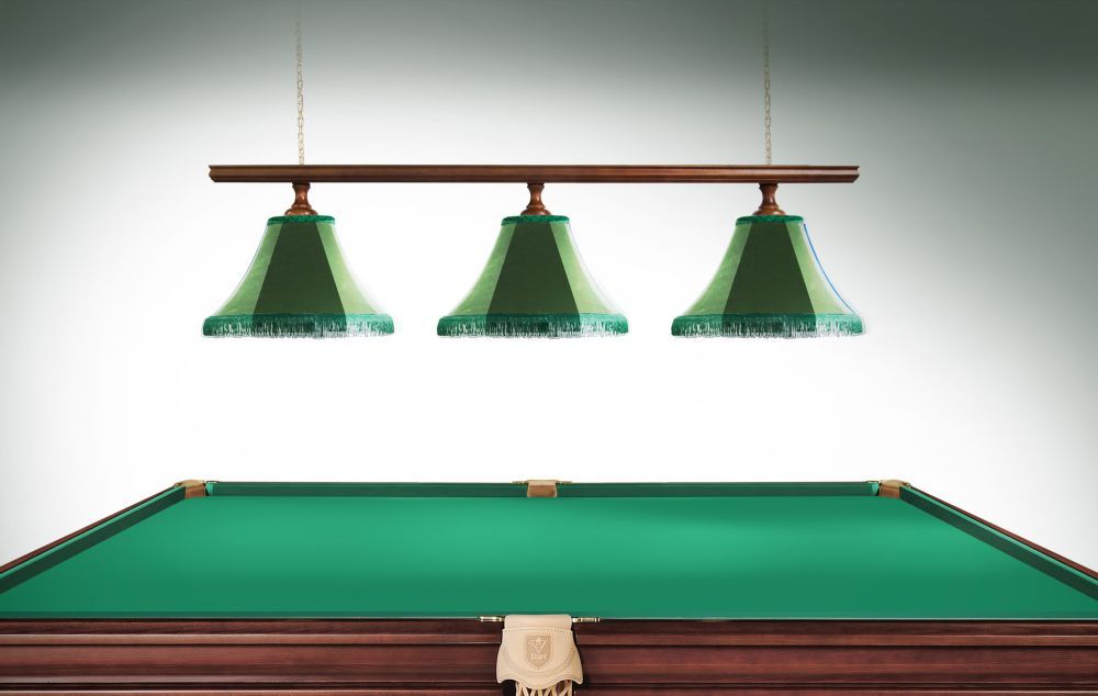 Лампа Классика 2 3пл. ясень (№4 ,бархат зеленый,бахрома желтая,фурнитура золото)