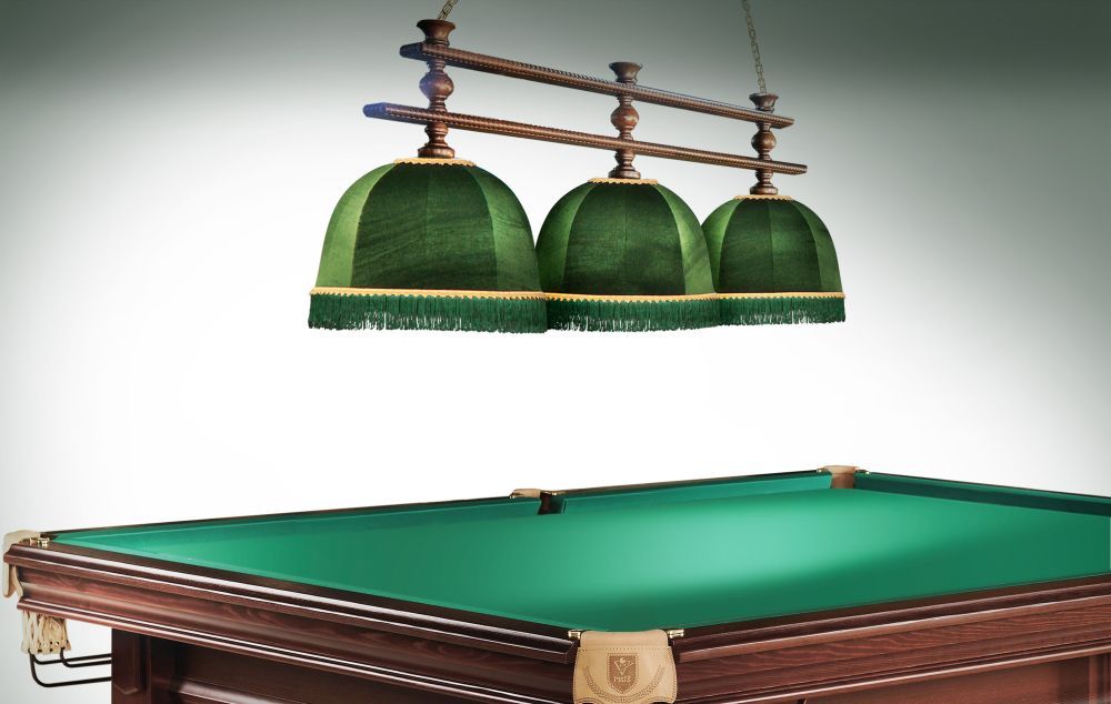 Лампа Аристократ-Люкс 2 3пл. ясень (№6,бархат зеленый,бахрома зеленая,фурнитура золото)