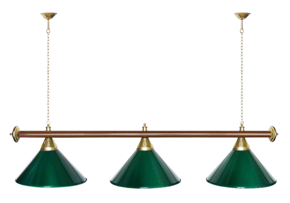 Лампа STARTBILLIARDS 3 пл. (плафоны зеленые,штанга золотая,фурнитура золото)