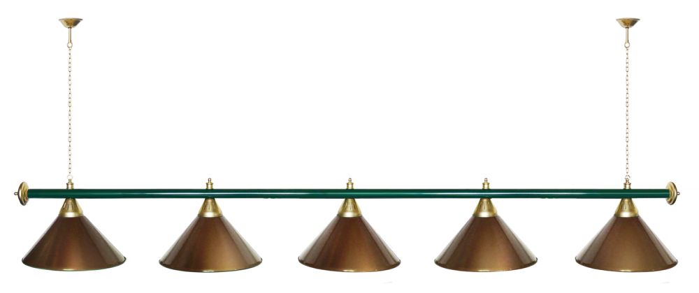 Лампа STARTBILLIARDS 5 пл. (плафоны медь,штанга медь,фурнитура медь)