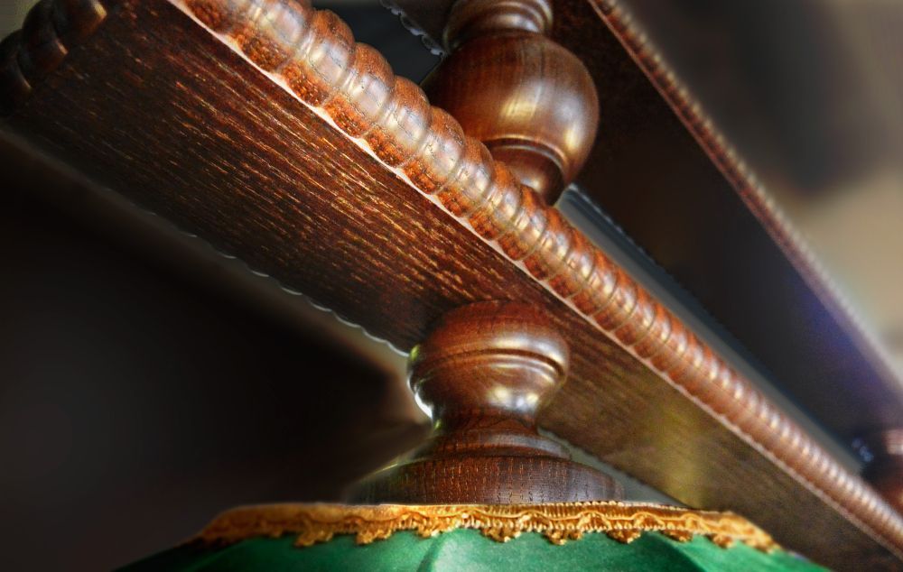 Лампа Аристократ-Люкс 2 4пл. ясень (№1,бархат зеленый,бахрома желтая)