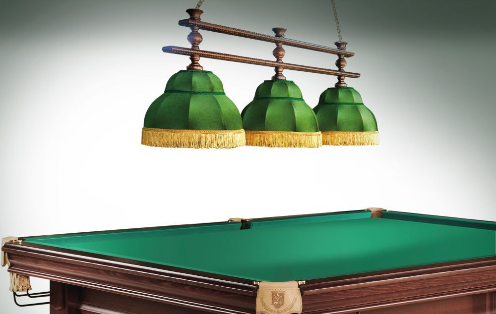 Лампа Аристократ-2 3пл. ясень (№6,бархат синий,бахрома синяя,фурнитура золото)