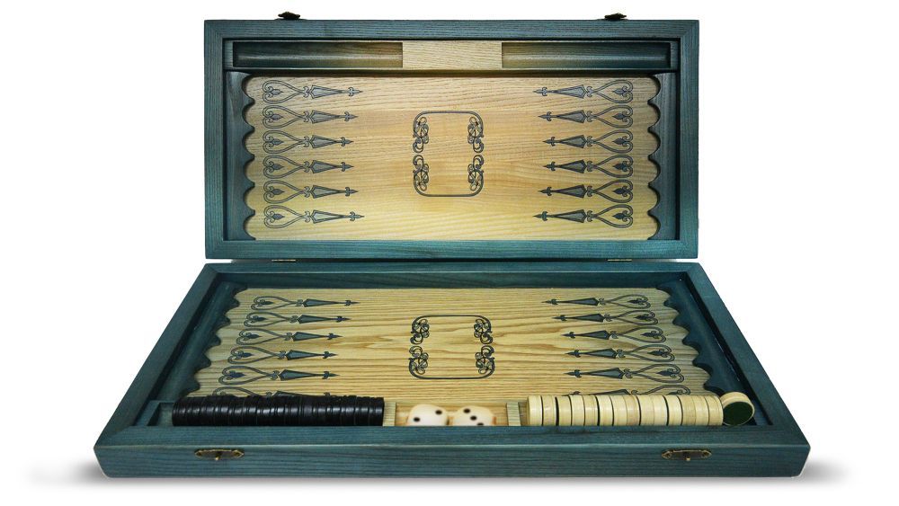 Нарды-шашки Восток 25 (Бирюза, позолота (нарды, шашки))