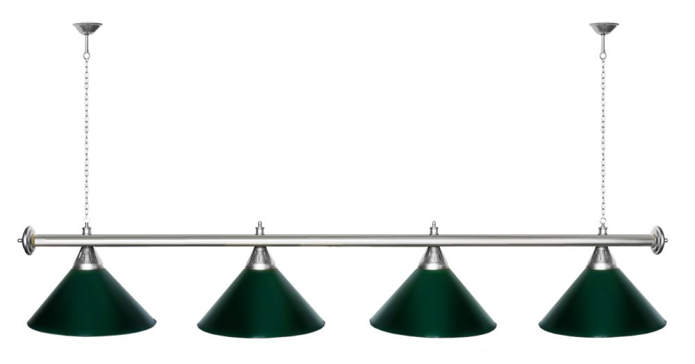 Лампа STARTBILLIARDS 4 пл. (плафоны зеленые,штанга зеленая,фурнитура золото)