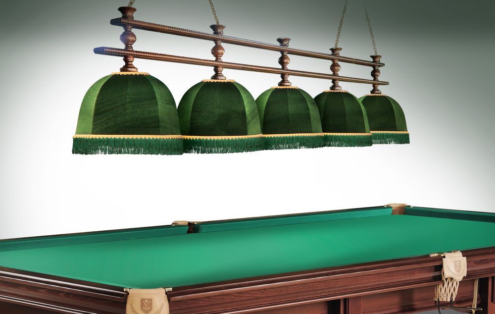 Лампа Аристократ-Люкс 2 5пл. ясень (№4 ,бархат зеленый,бахрома зеленая,фурнитура золото)