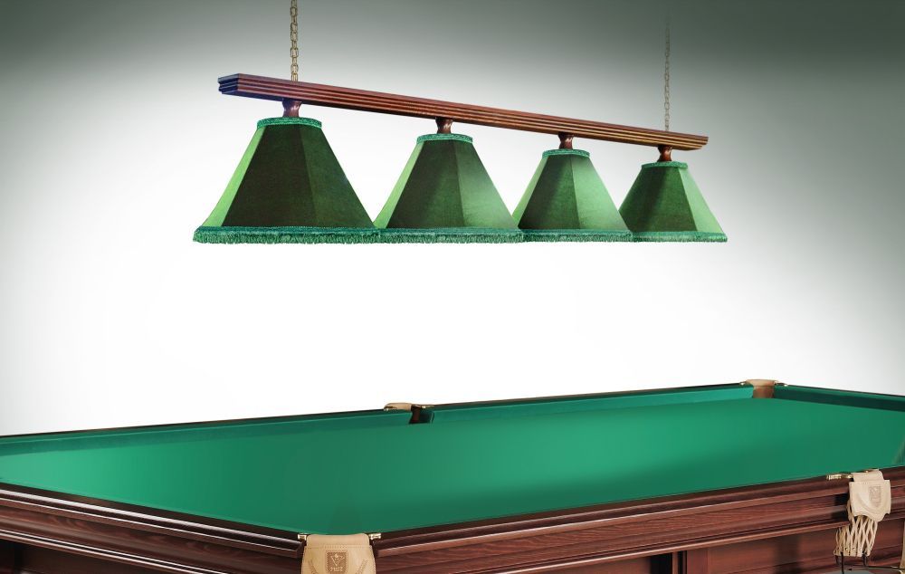 Лампа Классика 1 4пл. сосна (№6,Бархат красный,бахрома желтая,фурнитура золото)