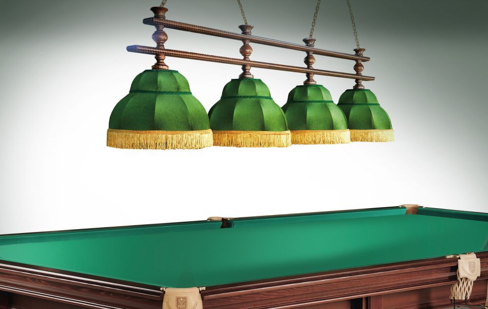 Лампа Аристократ-3 4пл. береза (№6,бархат зеленый,бахрома зеленая,фурнитура золото)