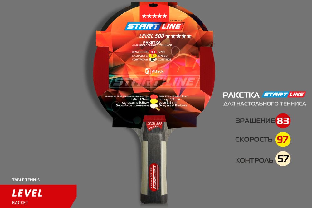 Теннисная ракетка Start line Level 500 New (анатомическая) 12603