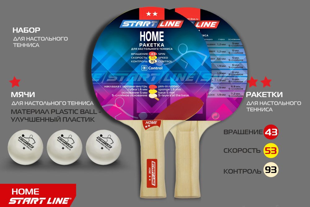 Набор 2 р-ки HOME 2 *, 3 мяча Club Select 12202