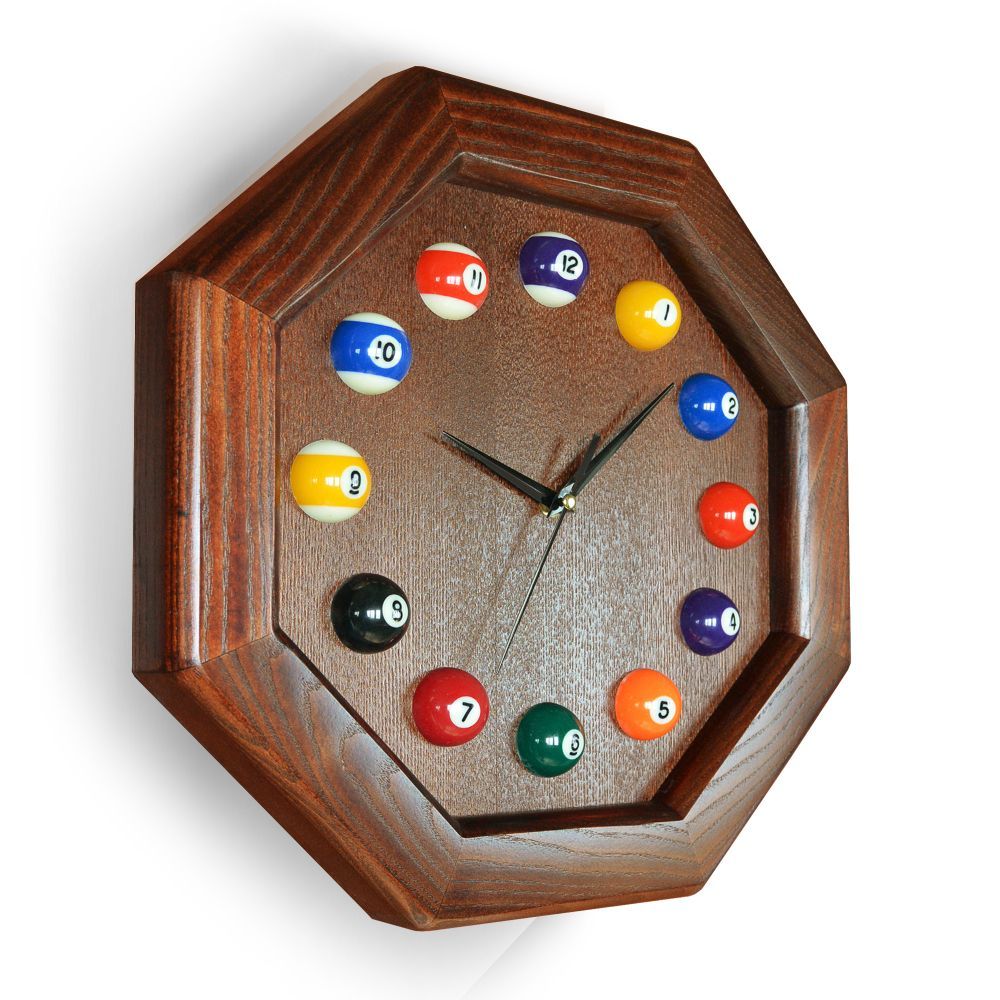 Часы 8 граней ясень/шпон (№5)