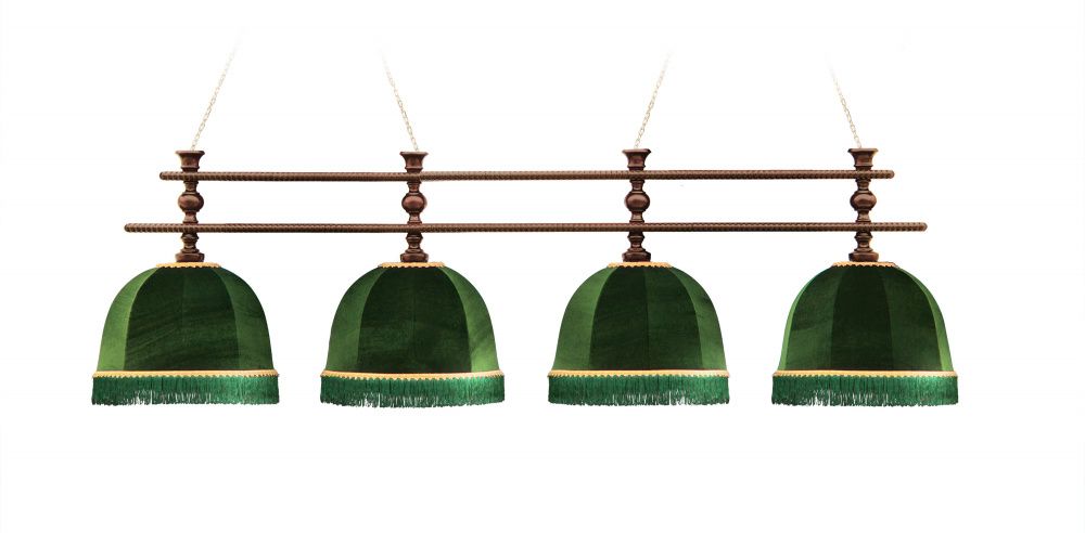 Лампа Аристократ-Люкс 2 4пл. ясень (№11,Бархат красный,бахрома желтая,фурнитура золото)