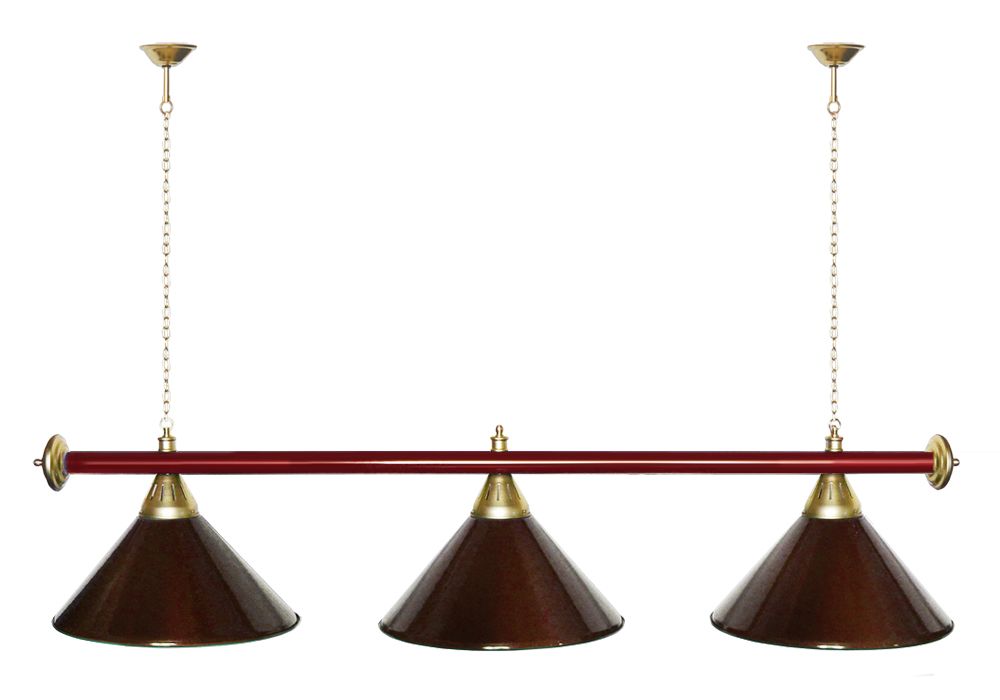 Лампа STARTBILLIARDS 3 пл. (плафоны коричневые,штанга коричневая,фурнитура золото)