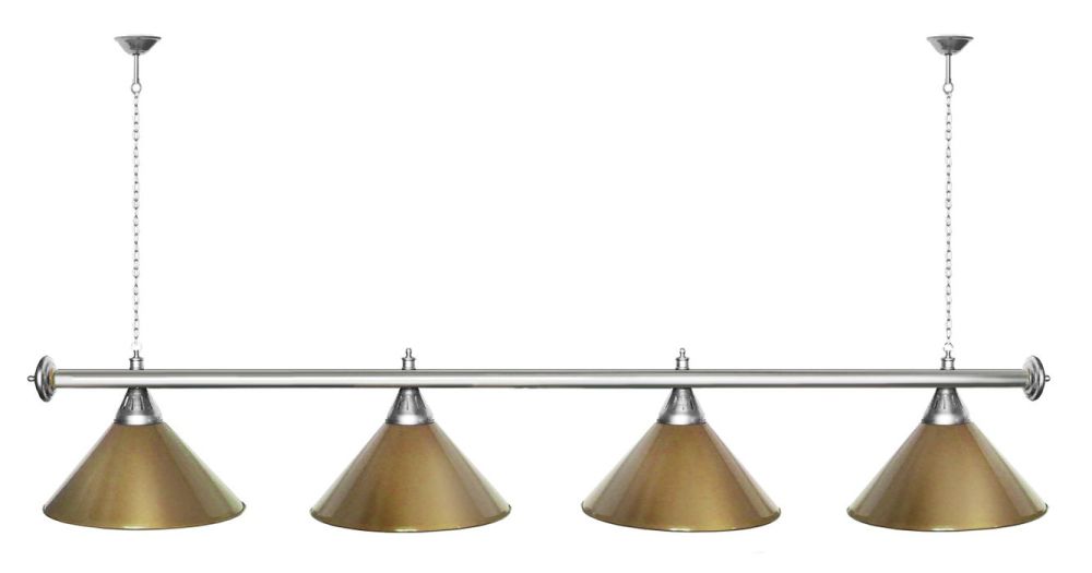 Лампа STARTBILLIARDS 4 пл. (плафоны зеленые матовые,штанга золотая матовая,фурнитура золото)