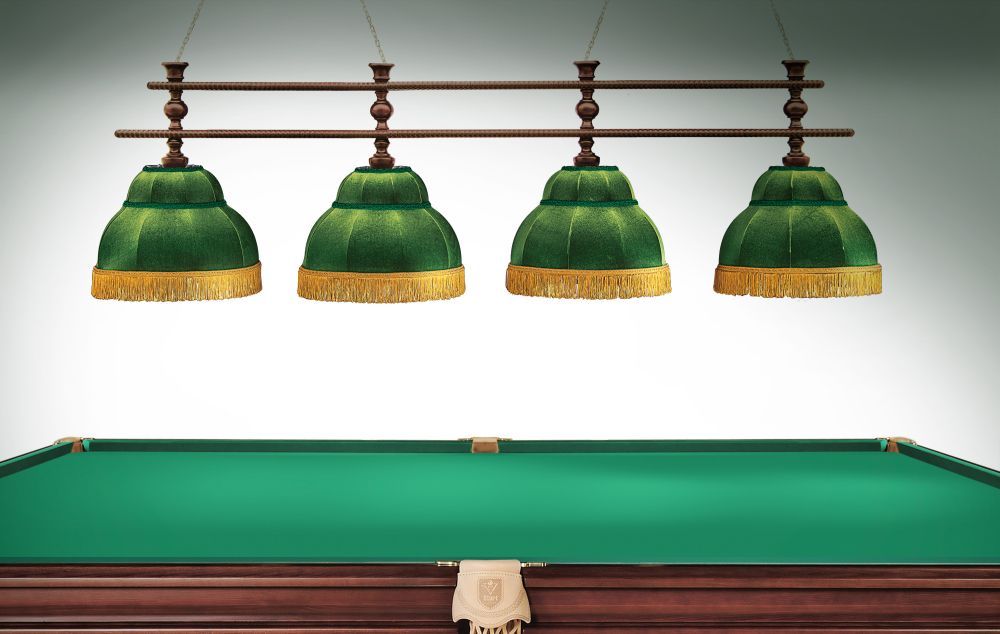 Лампа Аристократ-3 4пл. береза (№4 ,бархат зеленый,бахрома желтая,фурнитура золото)