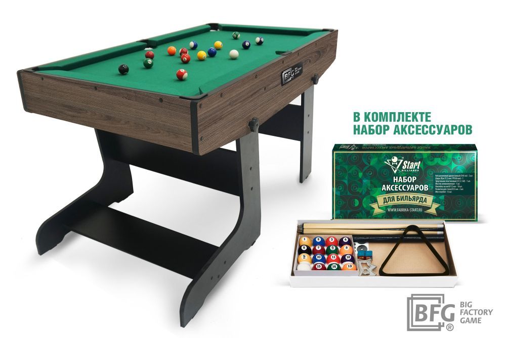 Бильярд BFG Compact Moby 4 (Анкор) (Пул, анкор/черный (ЛДСП), ЛДСП_16, Сукно Euro Pro 30 ш1.98м, Х/б сетка)